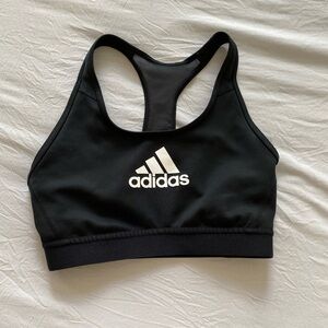 Adidas Black and White Logo Sports Bra